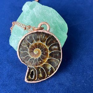 NWT Genuine Copper Ammonite Fossil Necklace